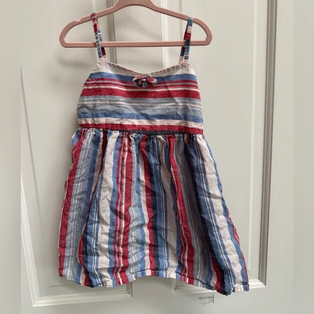 OshKosh B'gosh 4T Girls Red White Blue Striped 4th of July Sleeveless Dress